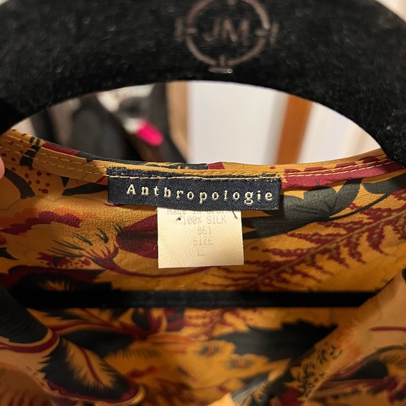 EUC Anthropologie Silk Floral Ruffle Peplum Blouse - Picture 5 of 5